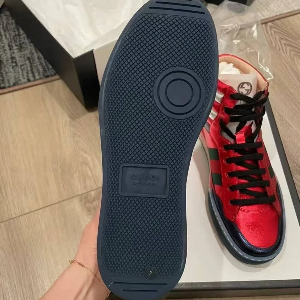 NIB Authentic Gucci Leather High 'Metallic Red'